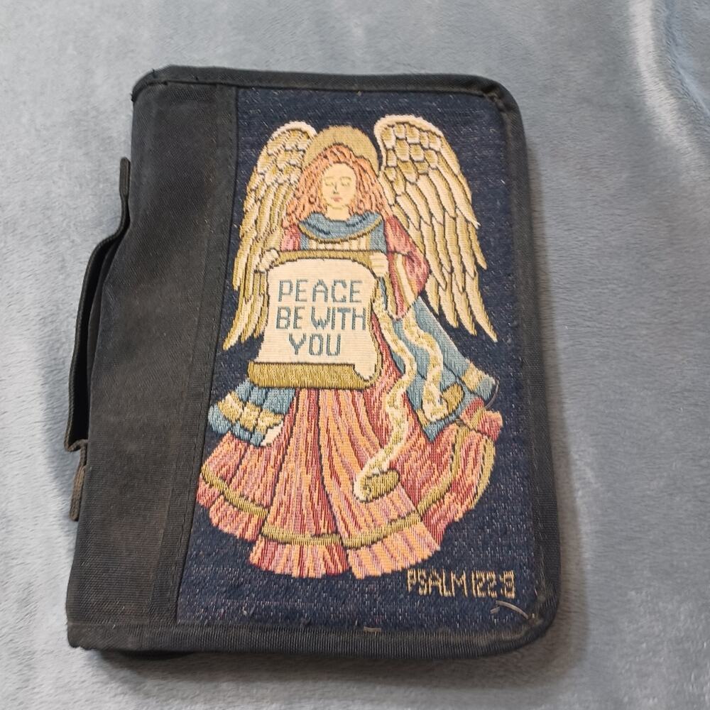 Zondervan Angel Tapestry Bible Carrier Case 10"×7" Peace Be With You Psalm 122:8